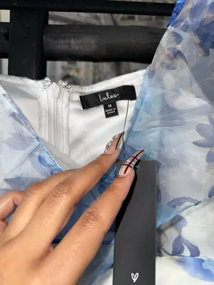 Lulus Sweet Composure Blue Floral Organza Off Shoulder Midi Dress Medium New NWT thumbnail 10