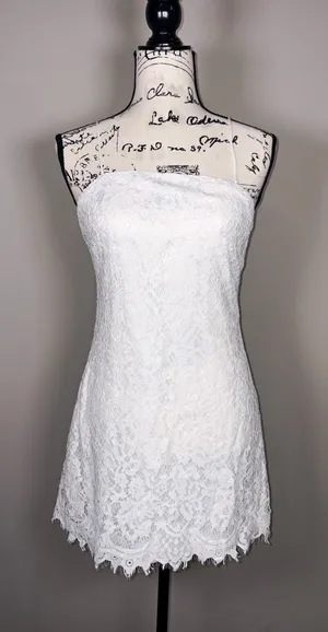 Trixxi White Lace Mini Dress Womens Size Small Spaghetti Strap Sleeveless Party thumbnail 1