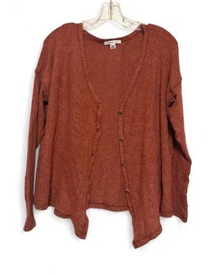 American Eagle Outfitters Burnt Orange Ribbed Button Cardigan thumbnail 1
