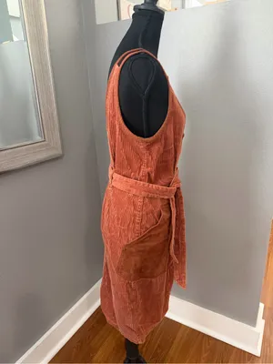 OAT Corduroy Button Front Granola Girl Boho Midi Dress Medium. Tie Wais thumbnail 6