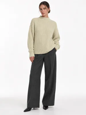 Zara Cream Chunky Knit Mock Neck Sweater Womens Medium Ribbed Pullover thumbnail 7