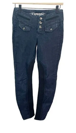 Express‎ Jeans Womens Size 0 Stella Jegging Dark Wash Skinny ankle Button Fly thumbnail 1