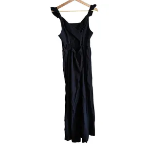 Sincerely Jules linen blend black jumpsuit open back pinafore detail women's M thumbnail 7