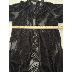 Black Mesh Lace Open Front Duster L Cardigan Boho Festival Witchy Whimsigoth thumbnail 8