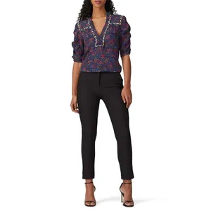 Nanette Lepore Ditsy Daze Top in Blue 4 Womens Silk Floral Blouse thumbnail 5