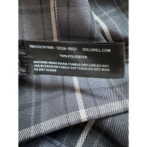 Current Mood Gray, Black & White Plaid Knee Length Skirt w/ Unfinished Hem thumbnail 9
