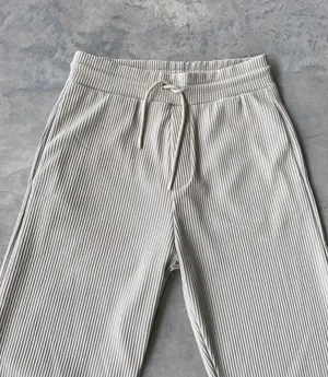 Ribbed High Waisted Drawstring Trouser Pants thumbnail 5