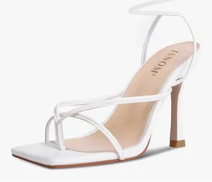 White Lace up heels Amazon ISNOM thumbnail 1