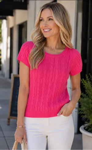 Women's H&M Cable Knit Scoop Neck Sweater Pink Size 6 thumbnail 1