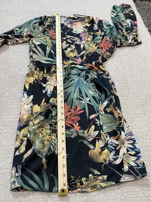 Miss Avenue Black Floral Long Sleeve Midi Shirt Dress Size M thumbnail 11