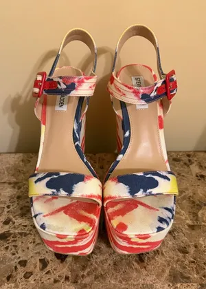 Steve Madden Multicolor Jean Tie Dye Canvas Platform Sandals thumbnail 1
