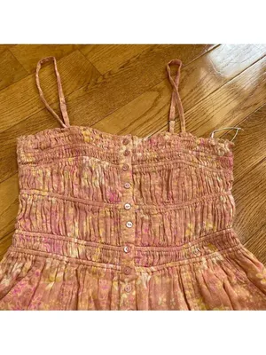 Free People FP One Sammi Shorts Romper 100% Cotton Floral print Orange boho Sz M thumbnail 5