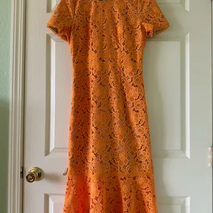 👗 🌟 Anthropologie Rachel Parcell Orange Lace Midi Dress S like XS 0 2 Wedding thumbnail 9