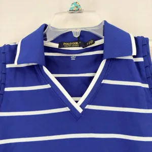 Polo Golf Ralph Lauren Womens Sleeveless Blue/White Strip‎ Shirt Small NwT thumbnail 3