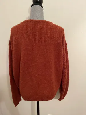 Free People Sweater Oversized Knit V-Neck. Size L thumbnail 8