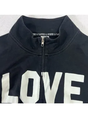 Vtg Y2K Victoria's Secret PINK 'Love Pink' Half Zip Sweatshirt Size L Black thumbnail 4