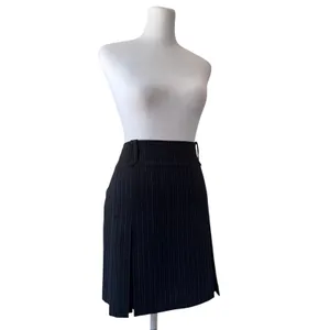 Vintage ‘90s Max Studio Black Pinstripe Pleated Knee Length Skirt w/ Belt Loops thumbnail 6