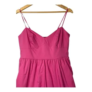 Express Fit & Flare Mini Dress Women‎ M Pink Strapless Bubble Hem Pockets Party thumbnail 5