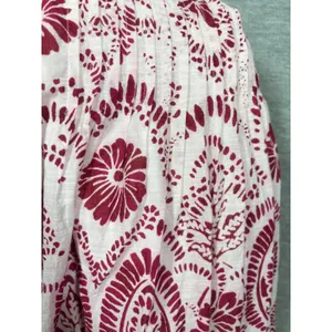 Maeve Anthropologie Dress S Red Floral Babydoll Mini Flutter Sleeve Lace Cottage thumbnail 10