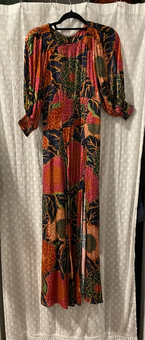 Farm Rio Vintage Garden Midi Puff Sleeve Dress XXS thumbnail 3