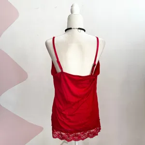 Faded Glory Red Lace‎ Trim Tank Top Y2K Coquette Fairy Grunge 2000s Cami XL thumbnail 2