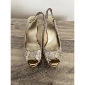 Jimmy Choo Prova Snake Print Silver Metallic Cork Wedges Heels Size 36.5 thumbnail 3