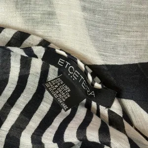 Etcetera Monochrome Zebra Print Scarf Black White Stripe Fringe Headwrap Headband Shawl thumbnail 3