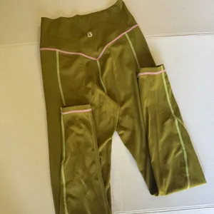 Buffbunny Collection Leggings Women's Small Olive Green Pink Contrast High Rise thumbnail 7