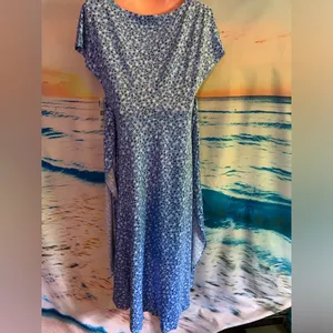 Robbie Bee Short Sleeve Cheetah Print Dots Midi Fit + Flare Dress Size LG BNWT thumbnail 5