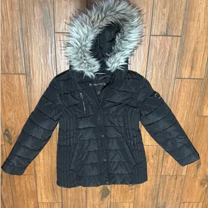Nautica Black Puffer Coat Size Large thumbnail 2