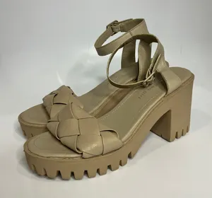 Madden girl lug sole Woven Leather sandals tan women's size 9 punk trendy‎ thumbnail 1