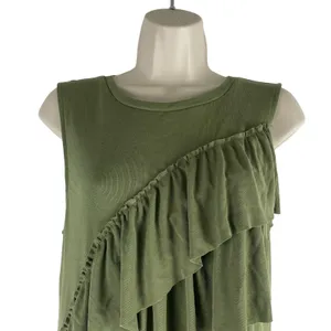 J. Crew Tiered Ruffle Drapey Crew Neck Tank Top Green Size M thumbnail 5