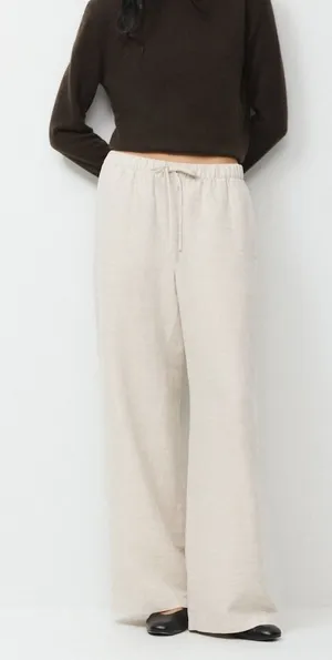 ARITZIA Wilfred The Lodge Pant CruiseLinen Wide Leg In Undyed Ecru Size Medium thumbnail 1