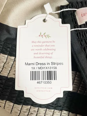 Ivy City Co Marni Dress Sz 1X Black Gold Stripe Satin Bow Midi Retro Party NWT thumbnail 13