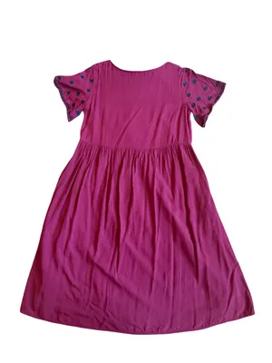 Polagram Stretchy Midi Dress Embroidered Short Sleeve Bohemian Boho Size Small thumbnail 8