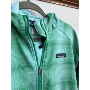 Patagonia Women's Small Green‎ Striped Hooded Fleece Lined Jacket Coat thumbnail 3