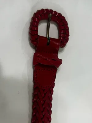Genuine Leather Braided Belt Red Made in Argentina Western Boho thumbnail 4