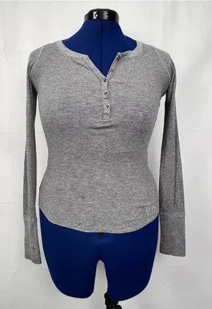Aeropostale Ribbed Henley Long Sleeve Top, Size: X-Small thumbnail 1