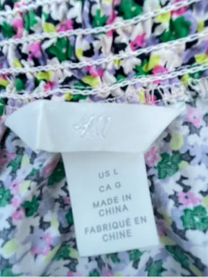 H&M Lavender‎ Multi Smocked Square-Neck Floral Top thumbnail 2