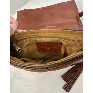 Patricia Nash Corfu Quilted Leather Crossbody Bag Purse Cognac Brown Oil-Waxed thumbnail 11