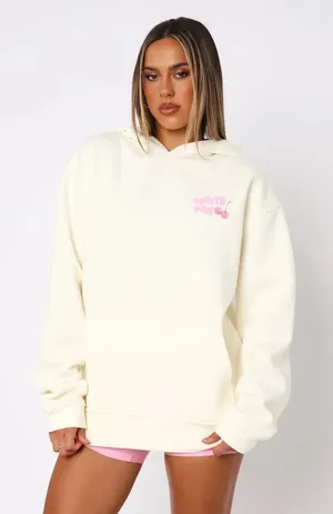 White fox white and pink hoodie sweatshirt oversized cream thumbnail 1