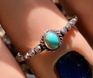 Sterling Silver Bali Style Turquoise Toe Ring Adjustable Blue thumbnail 1