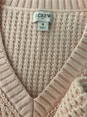 J.Crew Preppy & Cozy Women's V-Neck Waffle Knit Sweater in Soft Pink Small thumbnail 5