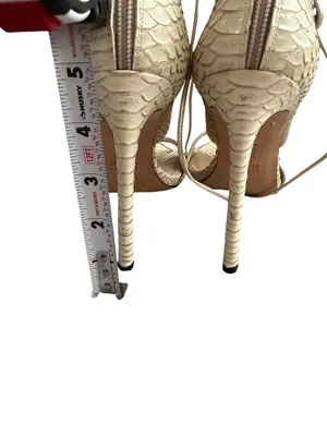 STUART WEITZMAN Beige Snake Print Lace Up Sandals Heels Size 9 thumbnail 5