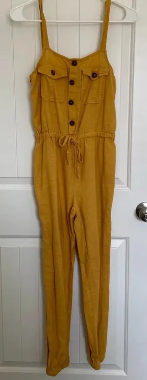 Hot Kiss women’s yellow cinched waist jumpsuit‎ — small thumbnail 1