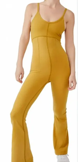 Free‎ People Movement All Star Onesie Jumpsuit Alchemy Yellow Size Medium thumbnail 1
