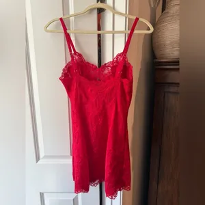 Vintage Victoria’s‎ Secret Red Teddy Lace Nighty Dress Slip Gold Label thumbnail 4