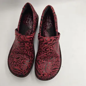 Boc Born Peggy Shoes Women’s 6 Red Embossed Tooled Slip On Floral Clogs Boho Y2K thumbnail 6