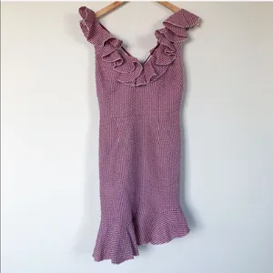 WAYF Gingham Ruffle Hem Mini Dress Medium Cottagecore Summer Picnic NWOT thumbnail 3