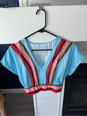 Rosa Clothing Boho Color Block Stripe V Neck Top Skirt Set Medium thumbnail 3